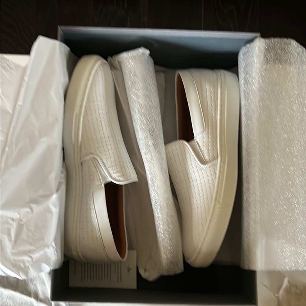 Aquatalia Men's White Slip-On Shoes made in Italy , full leather . - Picture 4 of 6